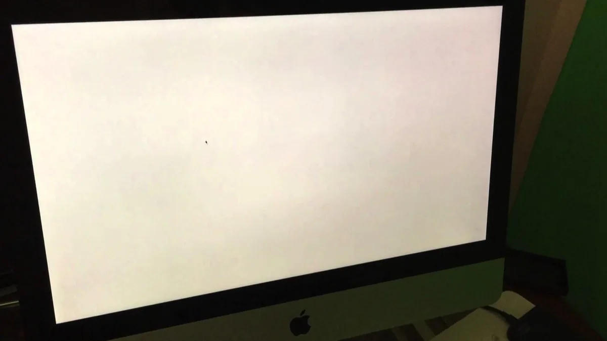Schermo di un Mac bloccato su una schermata bianca durante l'avvio